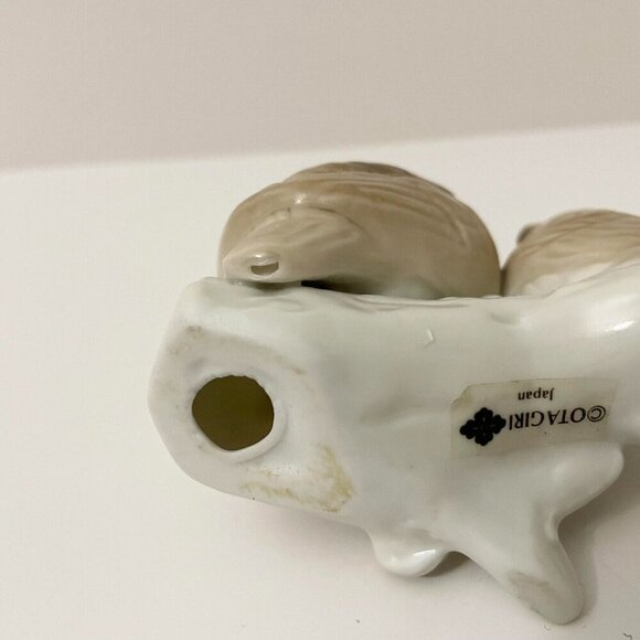 Vintage Porcelain Otagiri Japan Owls Sitting On A Tree Branch Figurine Chipped - Picture 8 of 16